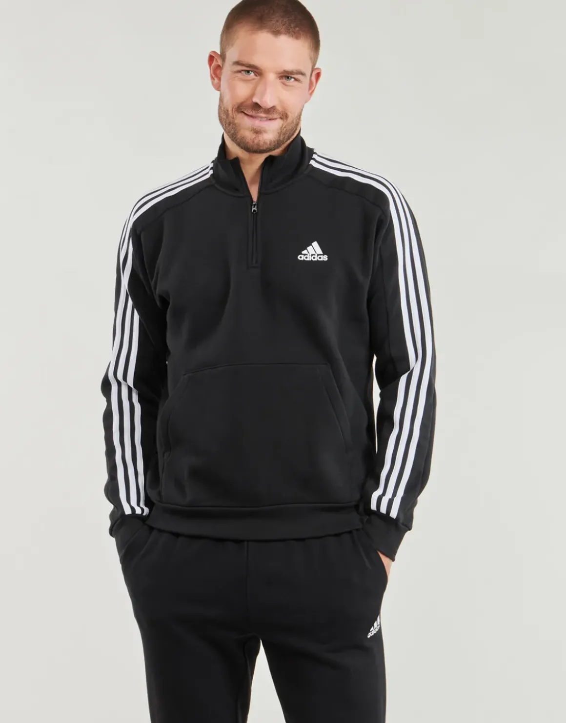 Adidas Sportswear - Essentials Fleece 3-Stripes 1/4-Zip Sweatshirt