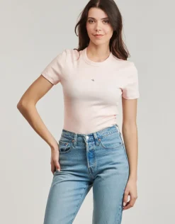 Calvin Klein Jeans - WOVEN LABEL RIB FITTED TEE