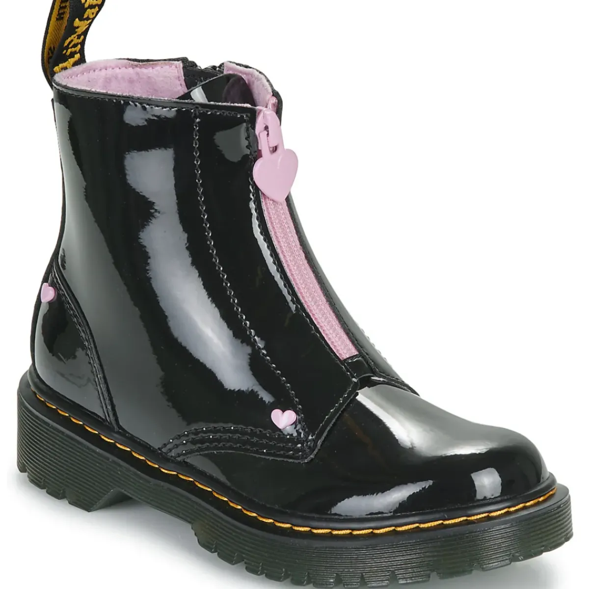 Dr. Martens - Bex Heart Zip Boot J Black Patent Lamper