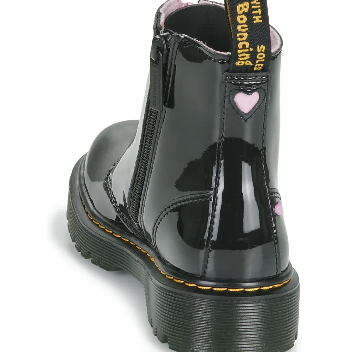 Dr. Martens - Bex Heart Zip Boot J Black Patent Lamper