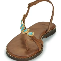 Exé Shoes - 530-MILOS-LEATHER-BROWN-TURQUOISE