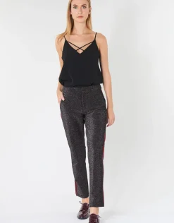 Maison Scotch - TAPERED LUREX PANTS WITH VELVET SIDE PANEL