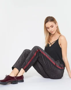 Maison Scotch - TAPERED LUREX PANTS WITH VELVET SIDE PANEL