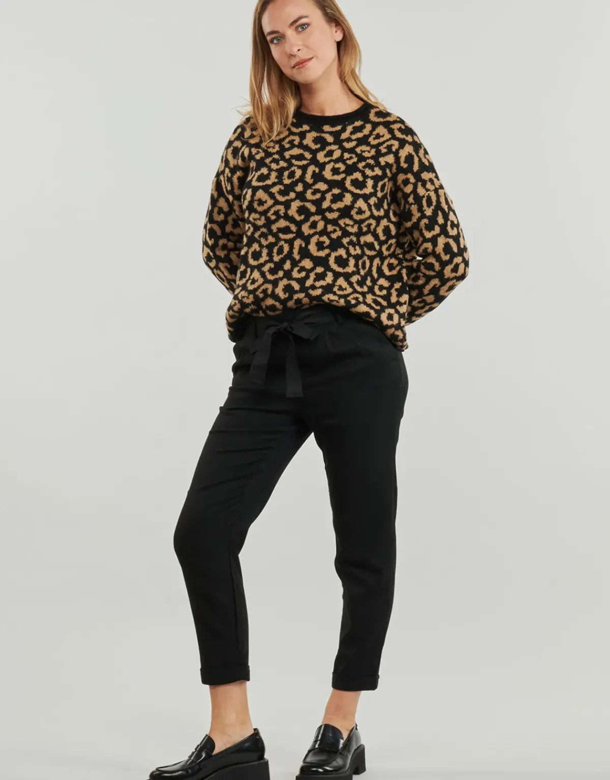Only - ONLRITA LOOSE CHECK LYREX BELT PANT TLR