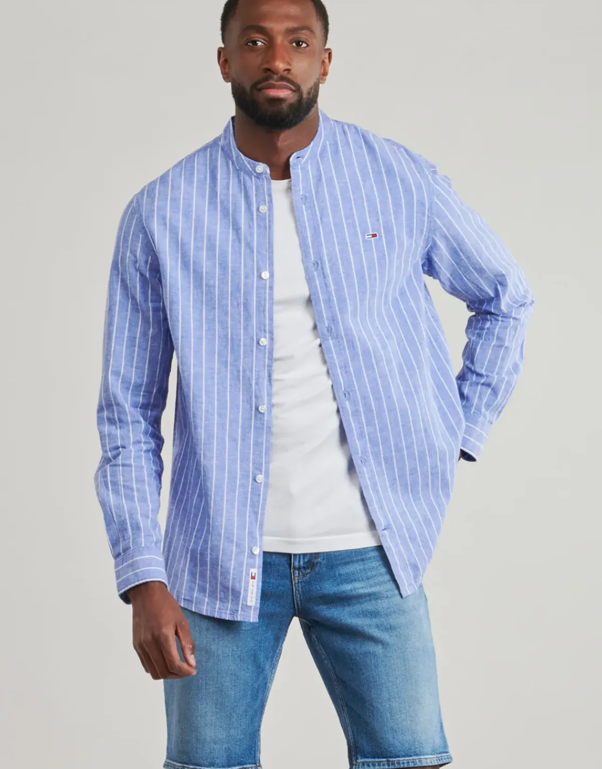 Tommy Jeans - TJM LINEN MIX BND STP SHRT EXT