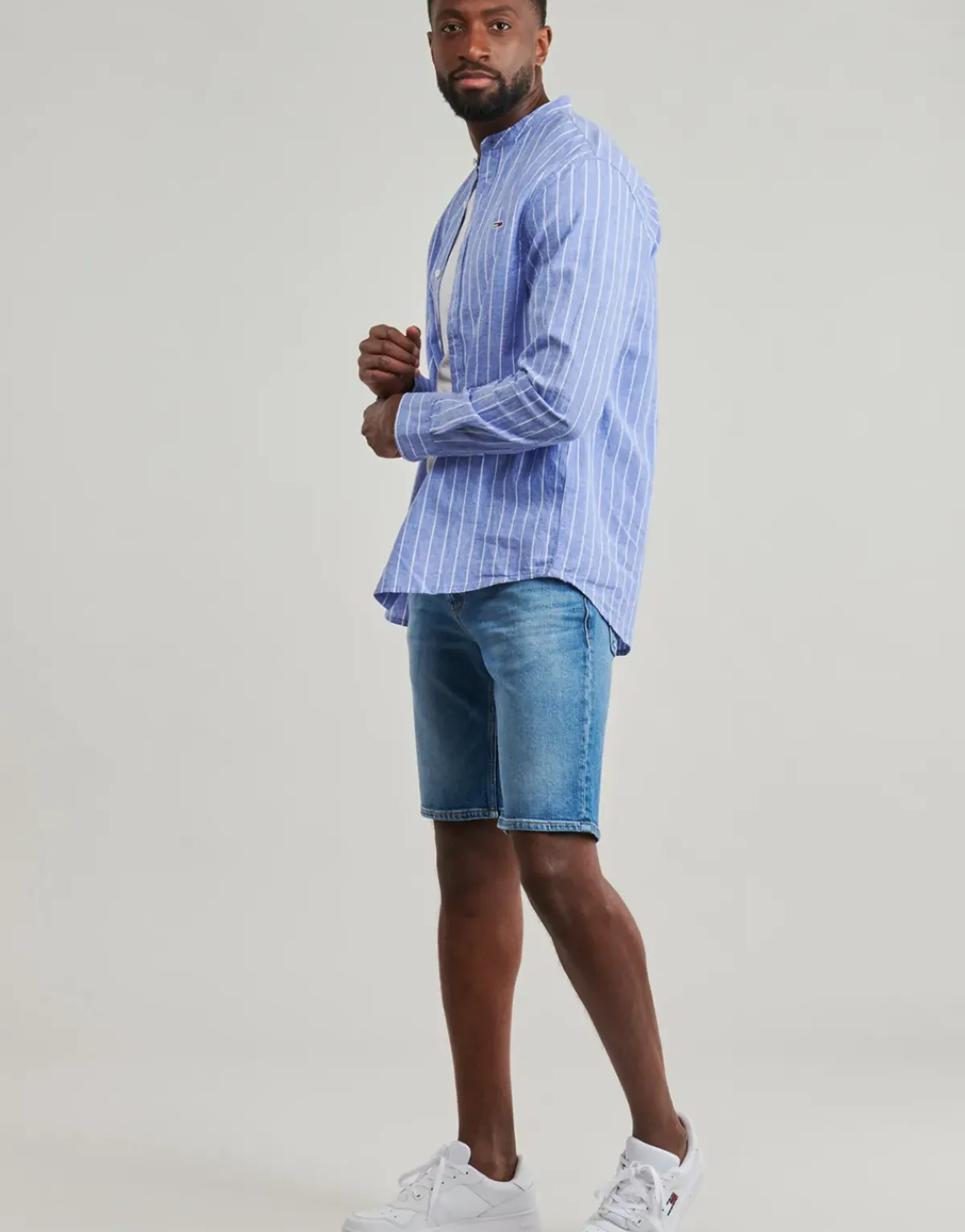 Tommy Jeans - TJM LINEN MIX BND STP SHRT EXT